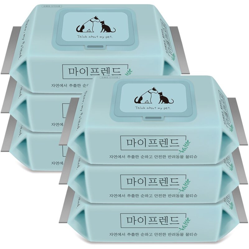 마이프렌드 반려동물물티슈 캡형60매 X 4(팩)개/강아지물티슈/고양이물티슈/반려견/반려묘, 4개