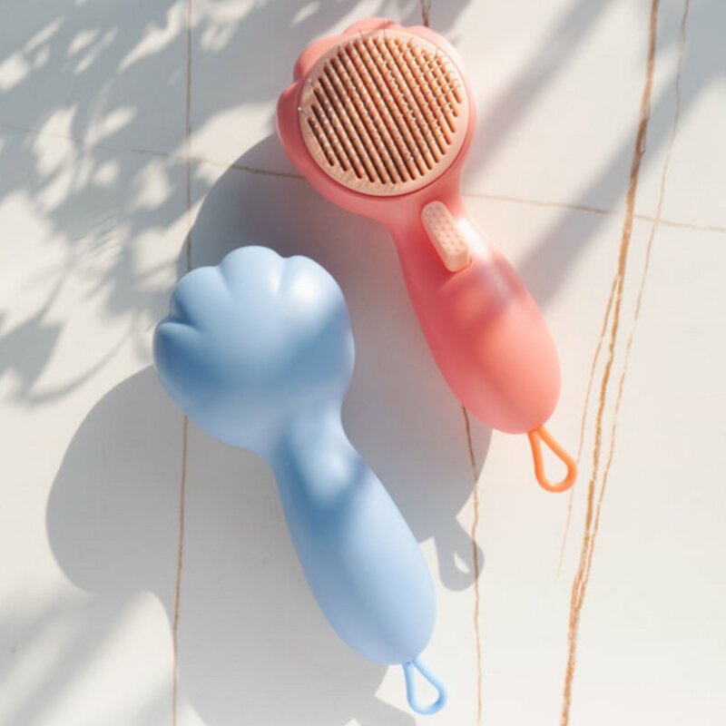 반려동물 강아지 고양이 죽은털제거 원터치 빗 브러쉬, 블루, 1개