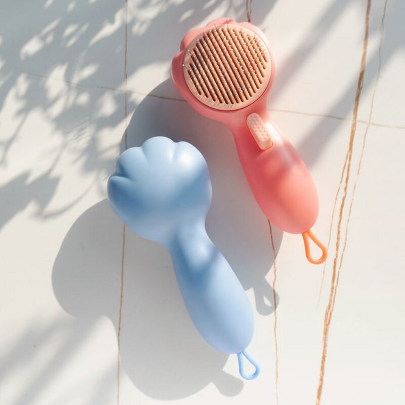 반려동물 강아지 고양이 죽은털제거 원터치 빗 브러쉬, 블루, 1개