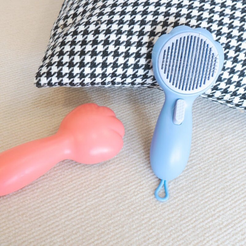 반려동물 강아지 고양이 죽은털제거 원터치 빗 브러쉬, 블루, 1개