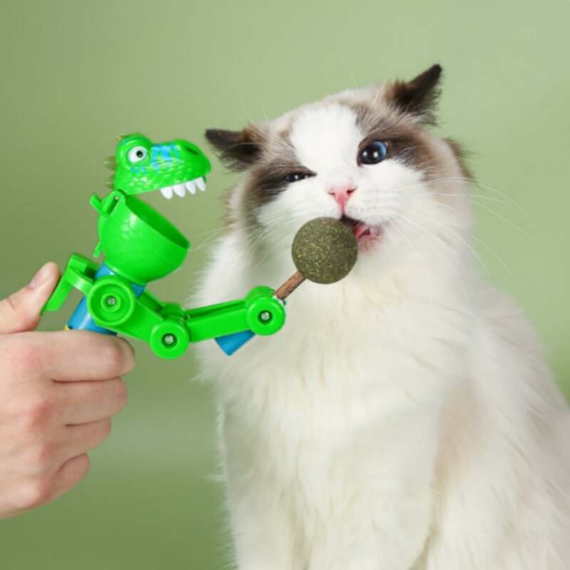 공룡사탕 캣닢막대캔디 고양이 간식 냥이 장난감 반려묘 선물 (+막대사탕2개), 본체(그린) + 막대사탕 2ea