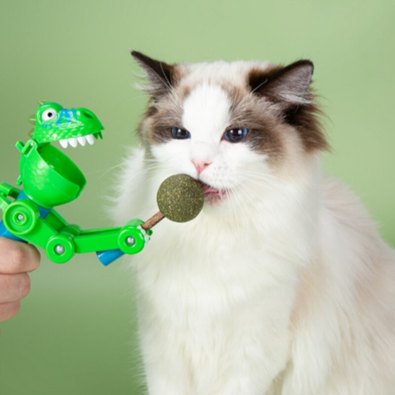 공룡사탕 캣닢막대캔디 고양이 간식 냥이 장난감 반려묘 선물 (+막대사탕2개), 본체(그린) + 막대사탕 2ea