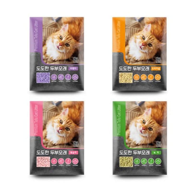 테비 도도한 두부 고양이모래, 라벤더, 5개, 8L
