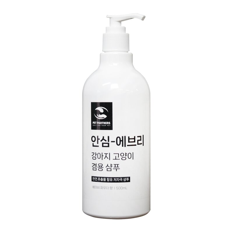 저자극 순한 강아지 고양이 겸용 샴푸 발세정 베이비파우더향 안심에브리 500ml, 1개