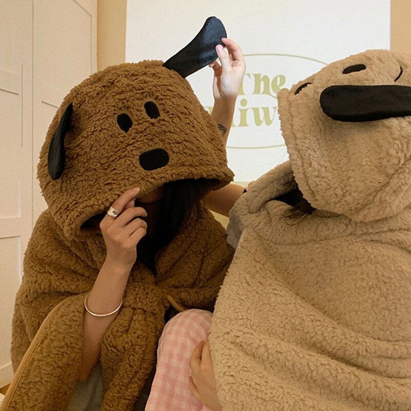 루시아이 왕왕 강아지 후드 담요