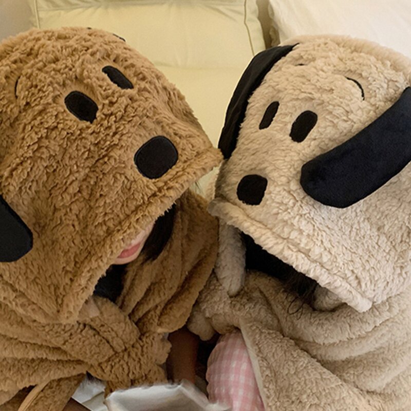 루시아이 왕왕 강아지 후드 담요