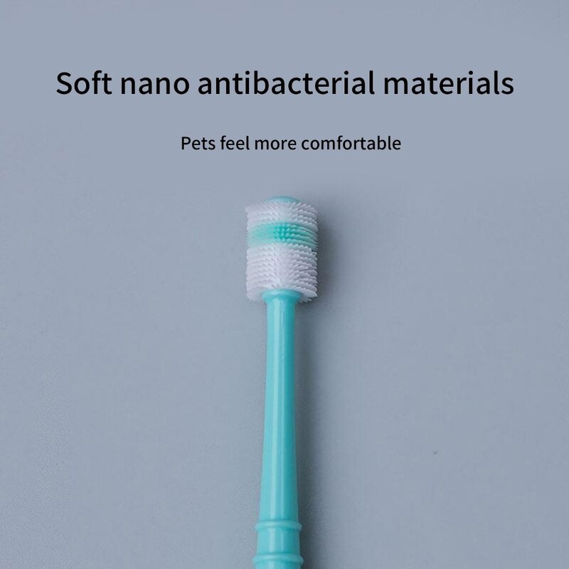 애견 칫솔 반려묘 소프트 칫솔 칫솔 360도 치아 세척 키트, GN, 1개