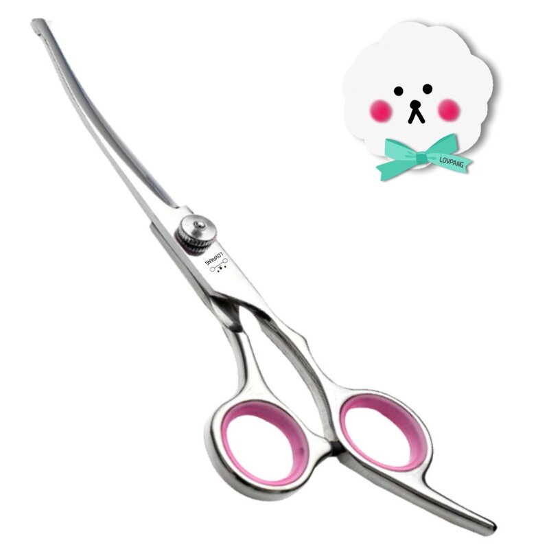 럽팡 가정용 반려동물 둥근팁 미용가위 핑크 6개