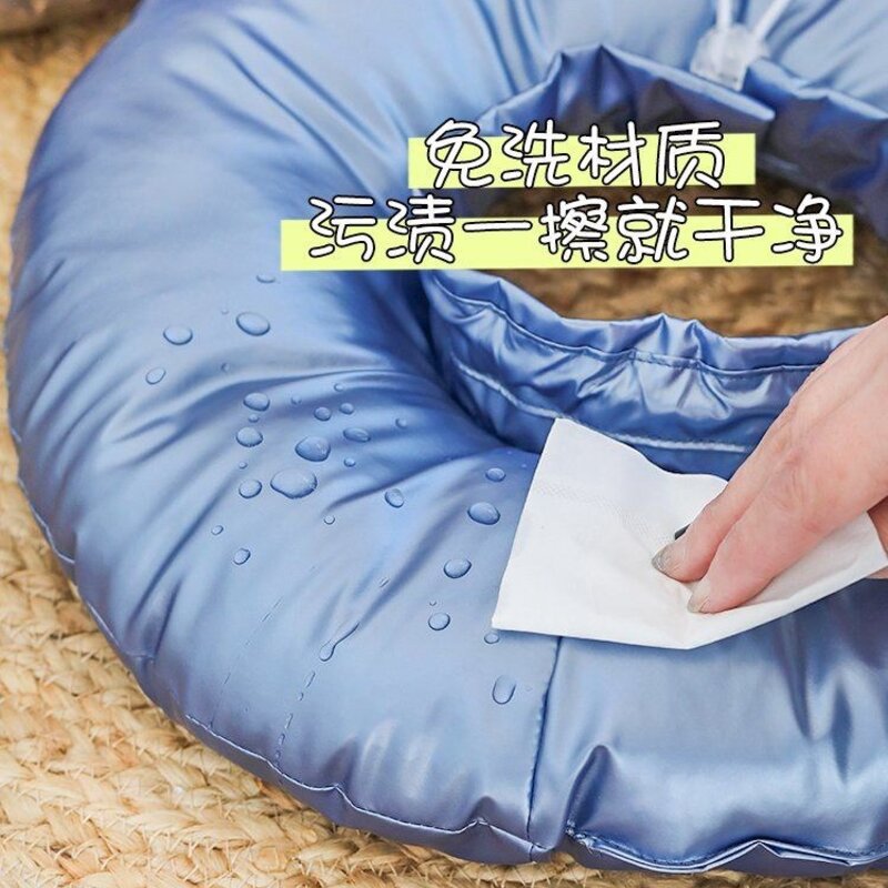 강아지 넥카라 엘리자베스칼라 핥기방지 천 쿠션 깔때기, 실버, 1개