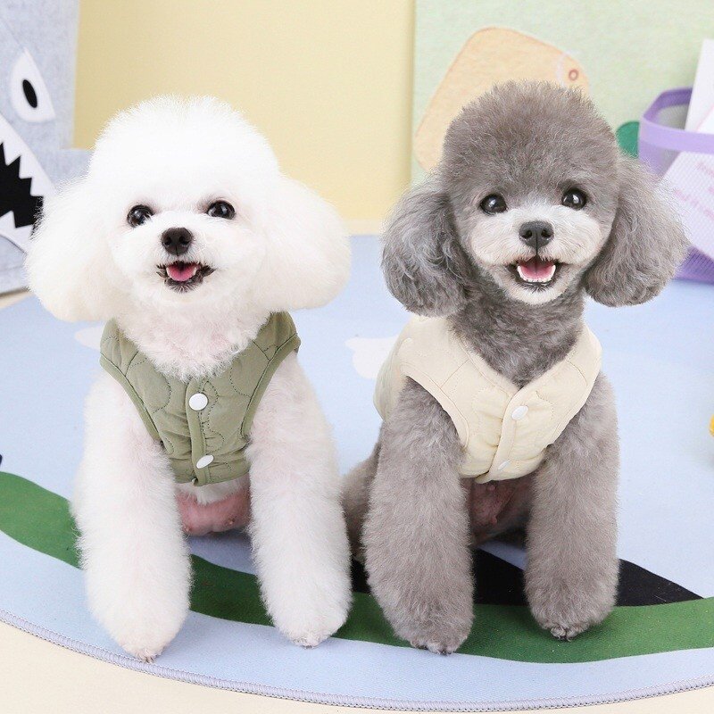 강아지패딩 2color 조끼 베이지 S 겨울 올인원 깔깔이 경량, XXL, 그린