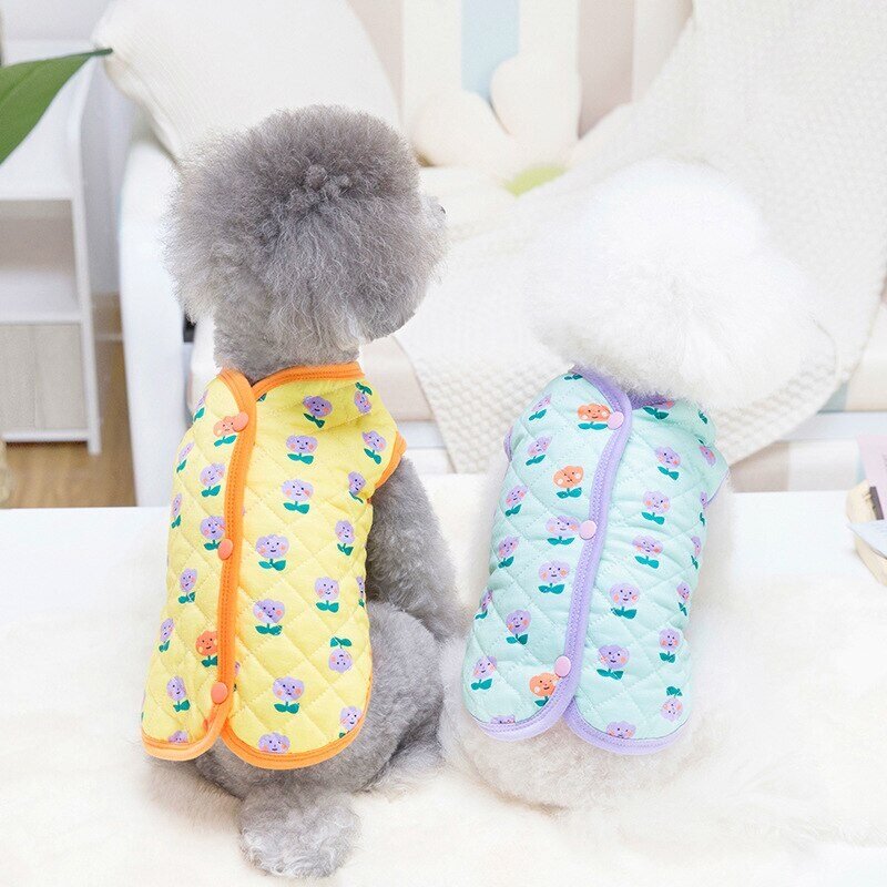 강아지패딩 4color 블루 S 곰돌이 조끼 배색 깔깔이 올인원 경량 겨울, 민트
