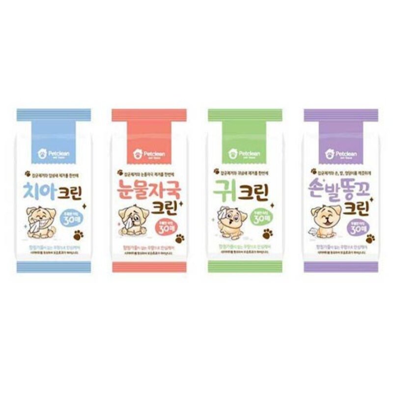 펫크린 반려동물 물티슈 치아크린, 3개, 30개입