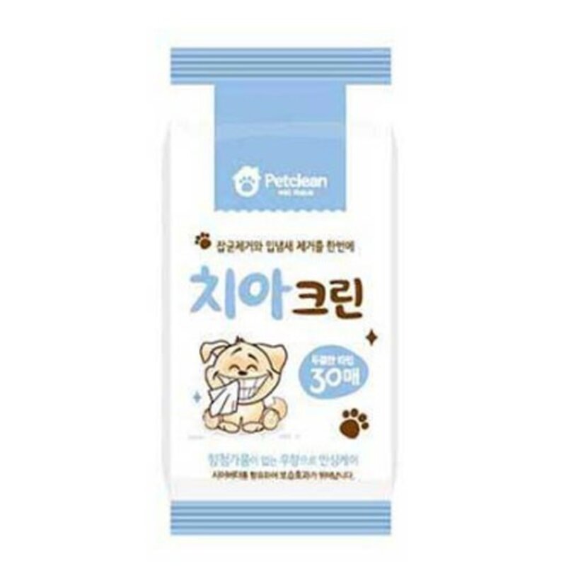 펫크린 반려동물 물티슈 치아크린, 3개, 30개입