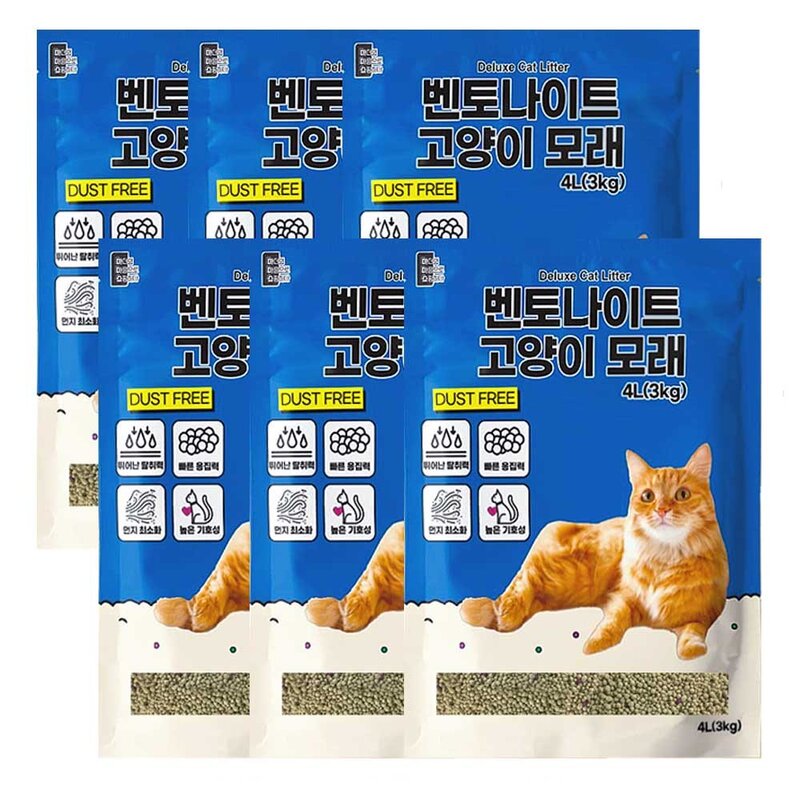 마마쇼 디럭스 응고형 먼지없는 벤토나이트 3kg 쟈스민 4L 6개