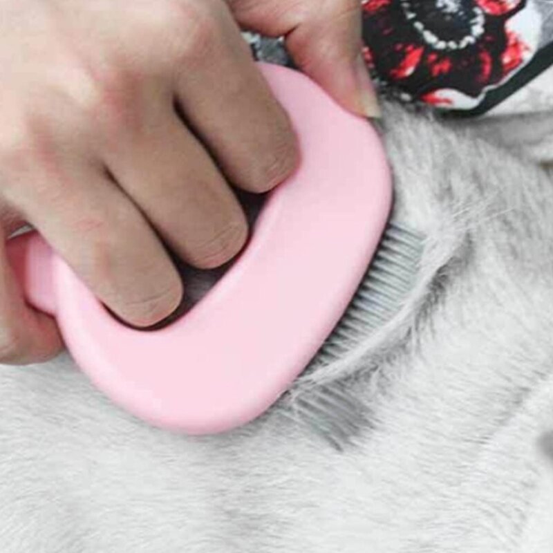 커브형 엉킨털 제거 빗 브러쉬 관리 죽은털 강아지 고양이, 블루