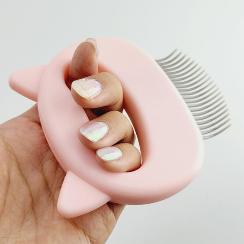 커브형 엉킨털 제거 빗 브러쉬 관리 죽은털 강아지 고양이, 블루