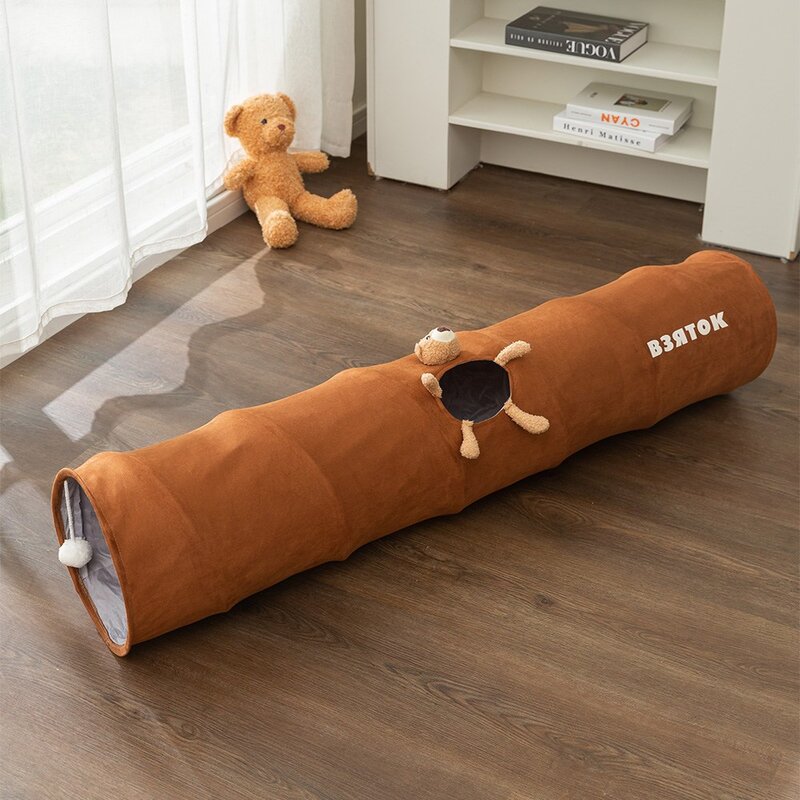 고양이 숨숨터널 장난감 동굴 고양이 터널놀이터 원형 캣터널 브라운 120CM 1개