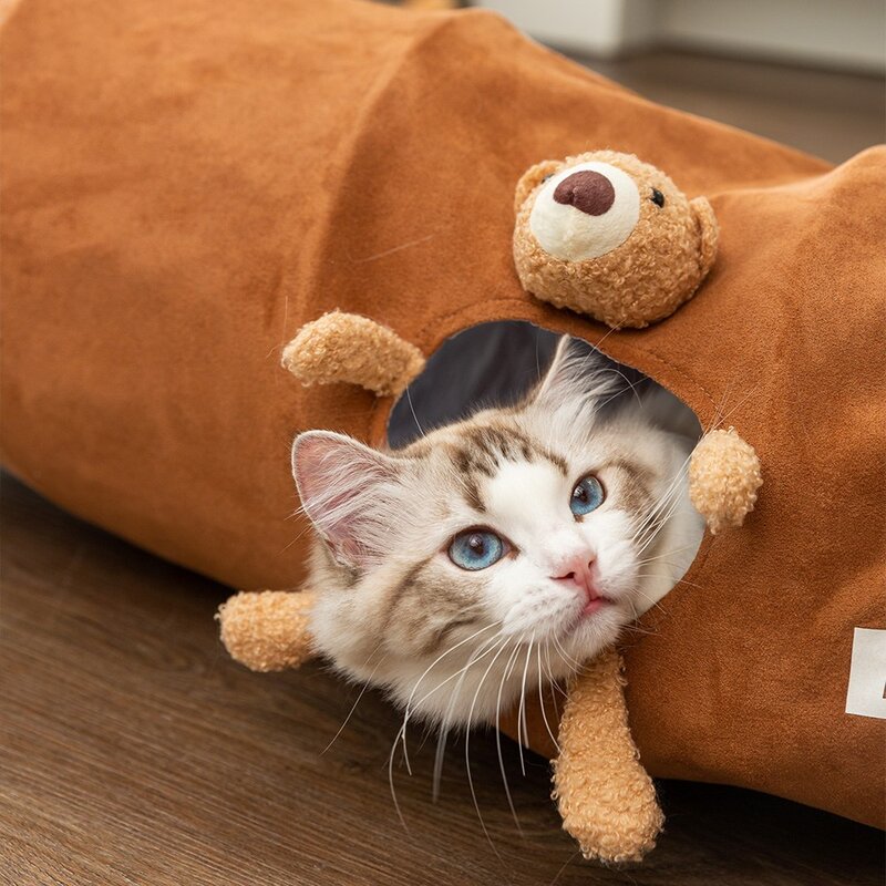 고양이 숨숨터널 장난감 동굴 고양이 터널놀이터 원형 캣터널 브라운 120CM 1개