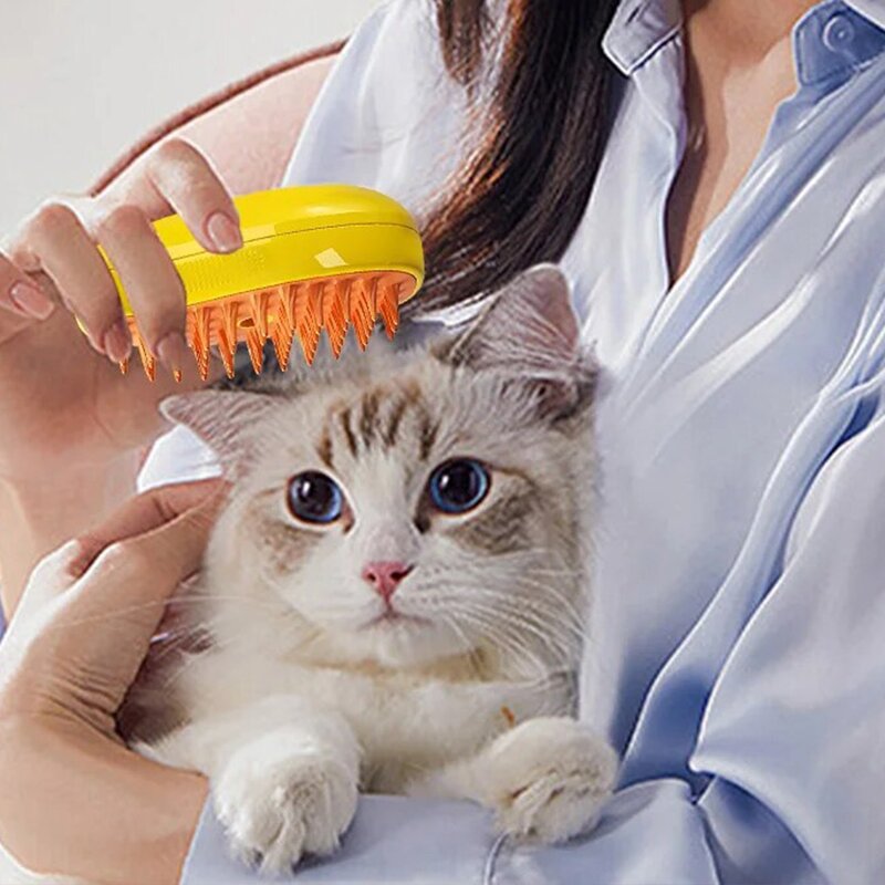 고양이빗 스팀 마사지 브러쉬 원클릭 털 제거 청소 스팀 브러쉬 강아지 고양이 털관리 망고브러쉬
